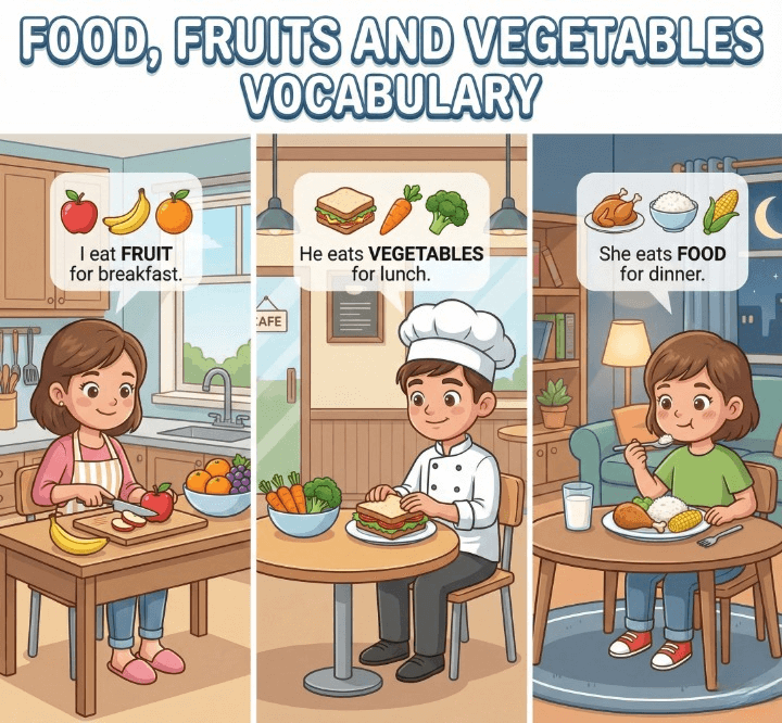 Acceder al tema: Food, fruits ande vegetables