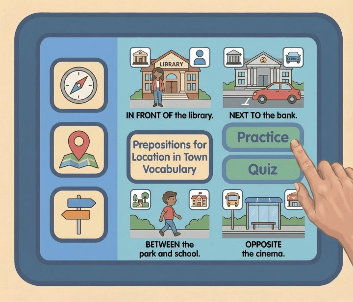 Acceder al tema: Prepositions for location in town