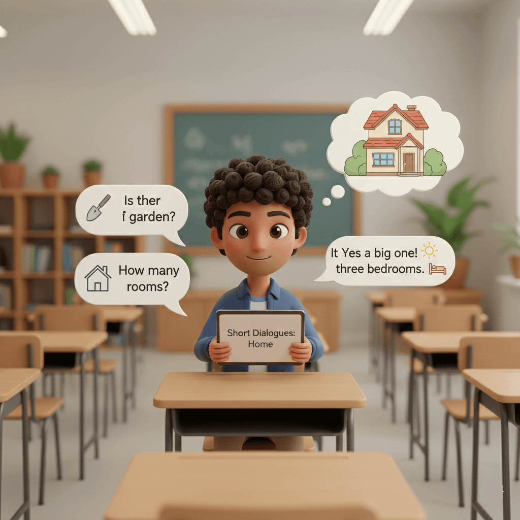 Acceder al tema: Short dialogues: describir casa y entorno
