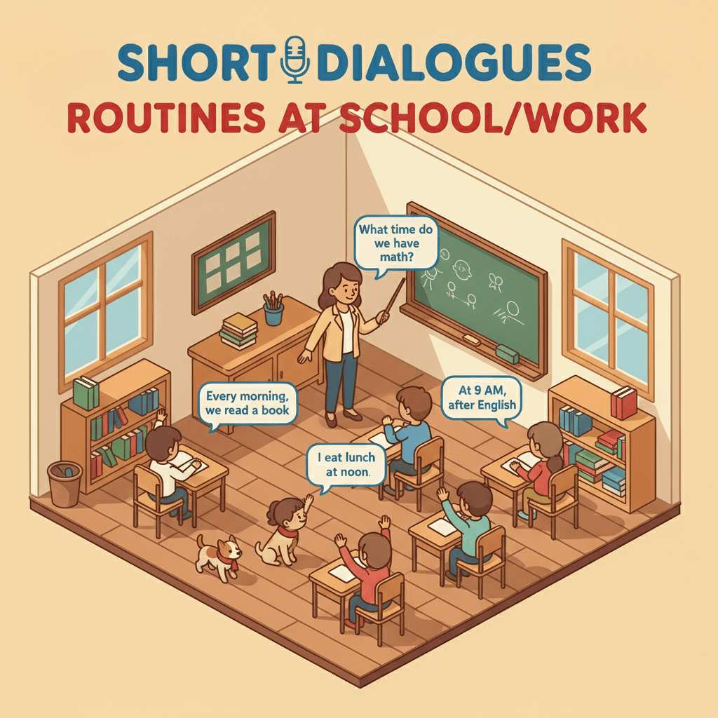 Acceder al tema: Short conversations about routines at school/work